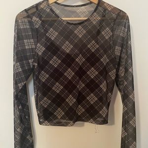 Hollister 90s mesh plaid baby tee